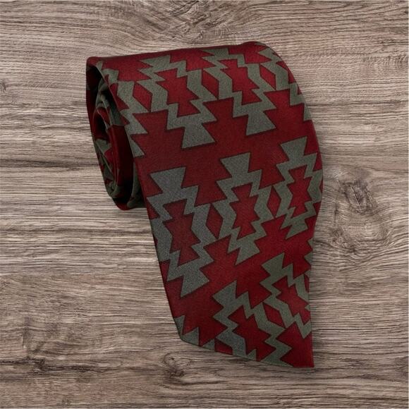 junko Other - Zigzag Patterned Red and Gray Men's Tie